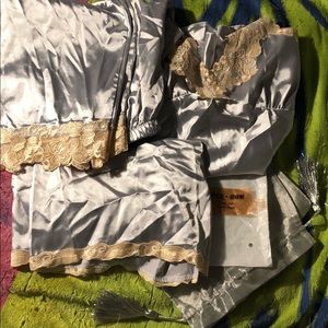 80%+ off. Silver lace 3-piece lingerie set, pants, shorts & camisole, size med
